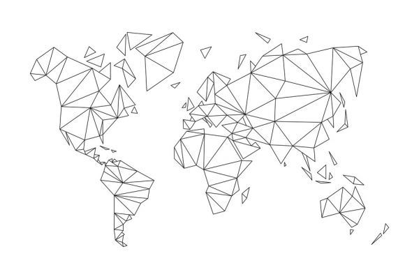輸入壁紙 カスタム壁紙 PHOTOWALL / Geometric World Map Black (e321183)