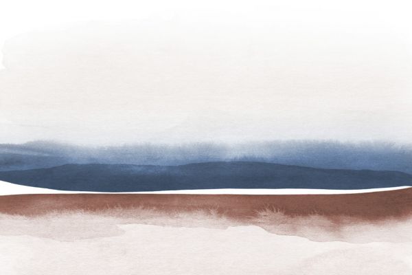 輸入壁紙 カスタム壁紙 PHOTOWALL / Watercolor Landscape VIII - Blue and Brown (e321184)