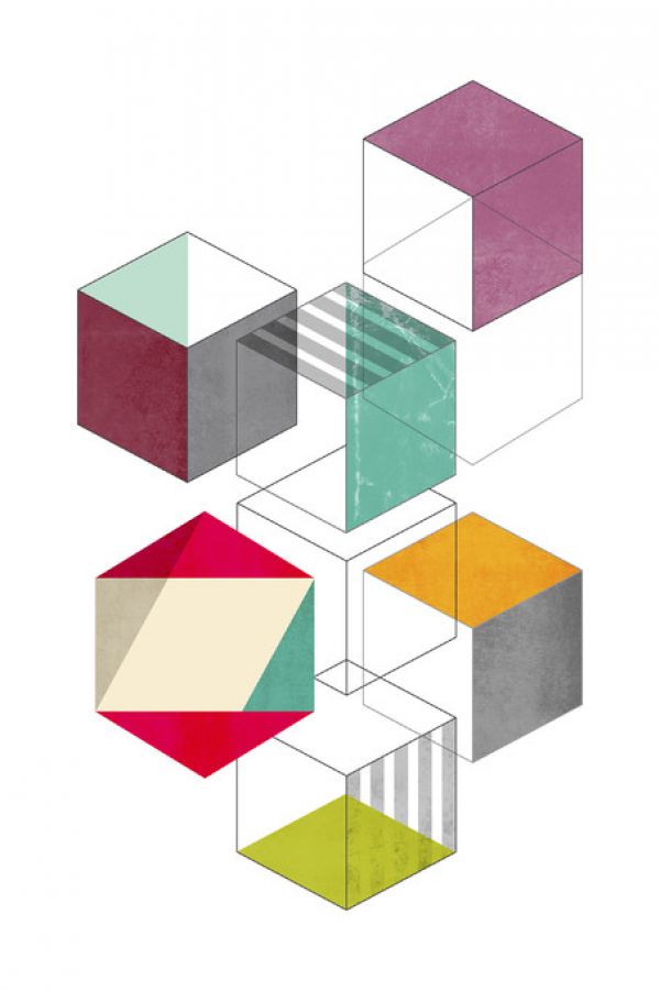 輸入壁紙 カスタム壁紙 PHOTOWALL / Multicolores Cubes (e321200)