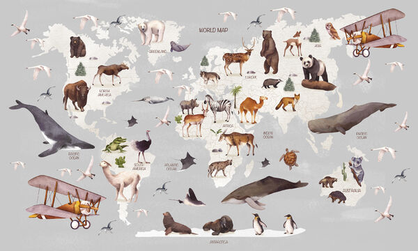輸入壁紙 カスタム壁紙 PHOTOWALL / World of Animals Map (e321895)