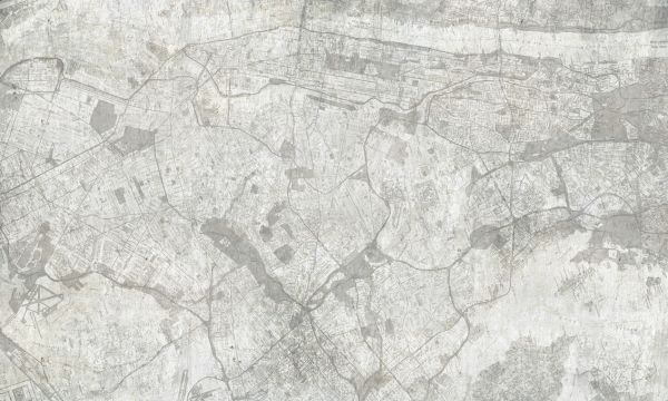 輸入壁紙 カスタム壁紙 PHOTOWALL / Concrete Wall with New York City Map - White (e321897)