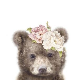 輸入壁紙 カスタム壁紙 PHOTOWALL / Floral Baby Bear (e322223)