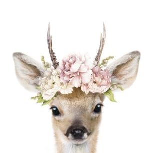 輸入壁紙 カスタム壁紙 PHOTOWALL / Floral Deer (e322227)