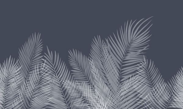 輸入壁紙 カスタム壁紙 PHOTOWALL / Swaying Palm Leaves - Blue (e321949)