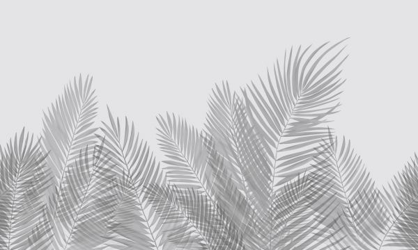 輸入壁紙 カスタム壁紙 PHOTOWALL / Swaying Palm Leaves - Gray (e321950)