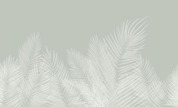 輸入壁紙 カスタム壁紙 PHOTOWALL / Swaying Palm Leaves - Green-White (e321951)