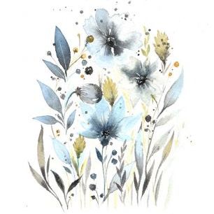 輸入壁紙 カスタム壁紙 PHOTOWALL / Delicate Turquoise Flowers (e322922)