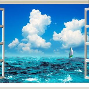 輸入壁紙 カスタム壁紙 PHOTOWALL / Open Window with Ocean View (e323064)