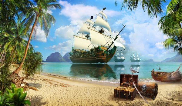 輸入壁紙 カスタム壁紙 PHOTOWALL / Pirate Treasure Island (e323087)