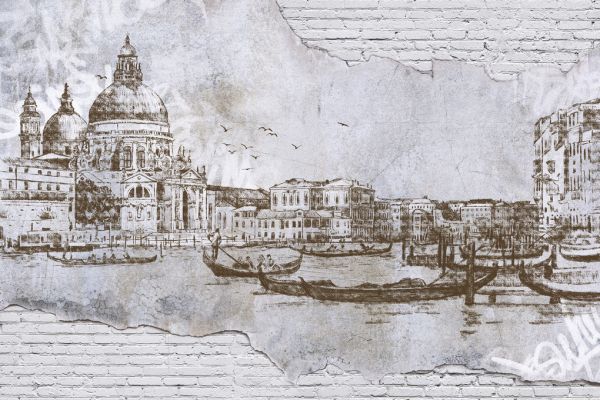 輸入壁紙 カスタム壁紙 PHOTOWALL / Venice Brick Wall Illustration (e323281)