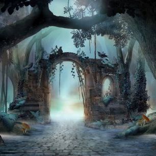 輸入壁紙 カスタム壁紙 PHOTOWALL / Archway in an Enchanted Forest (e324526)