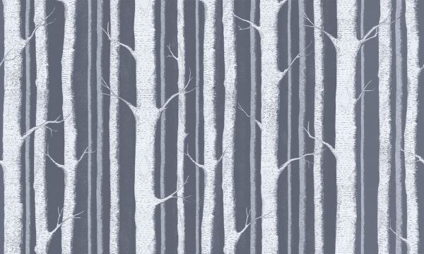 輸入壁紙 カスタム壁紙 PHOTOWALL / Birch Trees - Dark Blue (e323692)