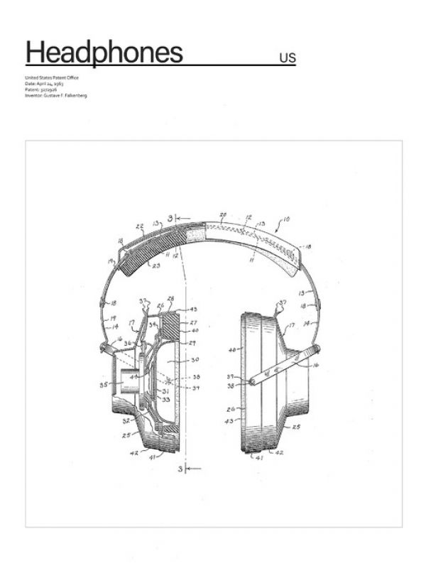輸入壁紙 カスタム壁紙 PHOTOWALL / Patent Headpones (e323506)