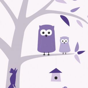 輸入壁紙 カスタム壁紙 PHOTOWALL / Owls - Purple (e325968)