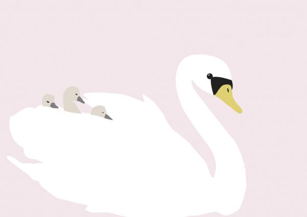 輸入壁紙 カスタム壁紙 PHOTOWALL / Swan Mom - Pink (e325984)