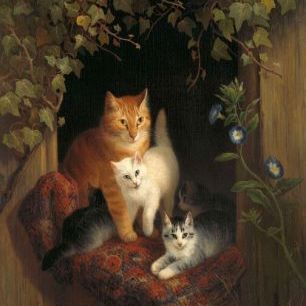 輸入壁紙 カスタム壁紙 PHOTOWALL / Cat with Kittens - Henriette Ronner (e325882)