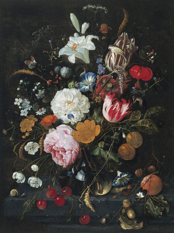 輸入壁紙 カスタム壁紙 PHOTOWALL / Flowers in a Glass Vase with Fruit - Jan Davidsz de Heem (e325889)