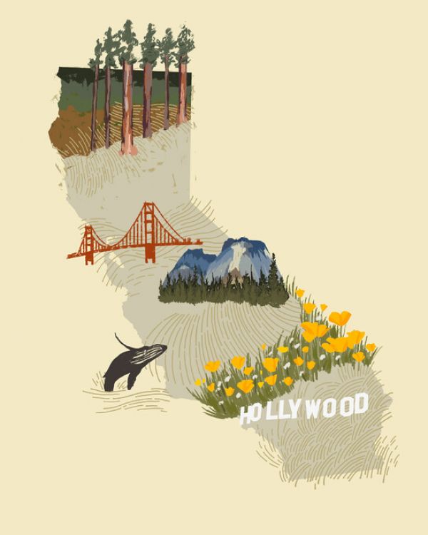 輸入壁紙 カスタム壁紙 PHOTOWALL / Illustrated California (e324908)