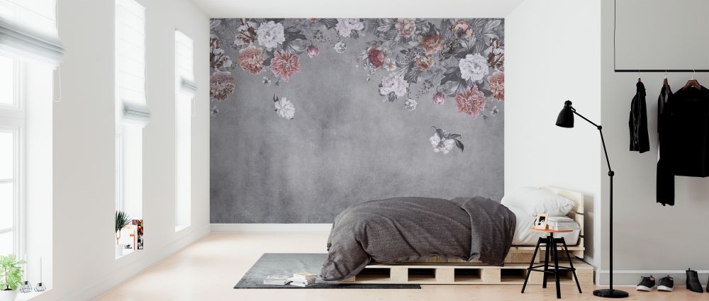 輸入壁紙 カスタム壁紙 PHOTOWALL / Vintage Flower Wall - Grey