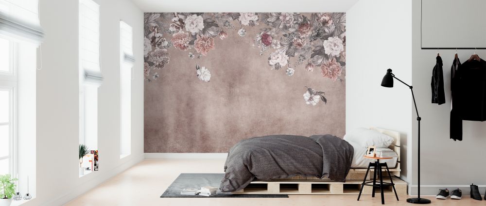 輸入壁紙 カスタム壁紙 PHOTOWALL / Vintage Flower Wall - Pink (e328540) | 壁紙屋本舗