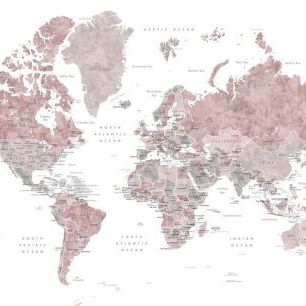 輸入壁紙 カスタム壁紙 PHOTOWALL / World Map with Capitals (e325669)