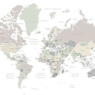 輸入壁紙 カスタム壁紙 PHOTOWALL / World Map with Capitals (e325670)