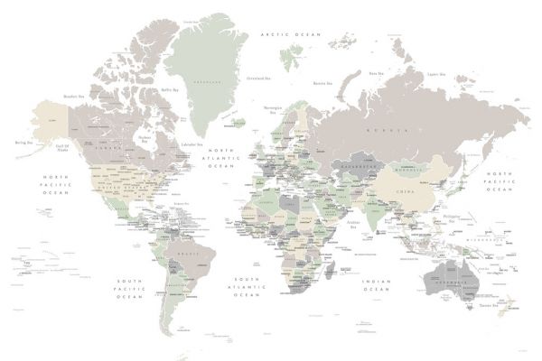 輸入壁紙 カスタム壁紙 PHOTOWALL / World Map with Capitals (e325670)