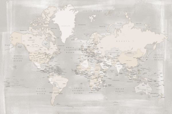 輸入壁紙 カスタム壁紙 PHOTOWALL / World Map with Capitals (e325672)