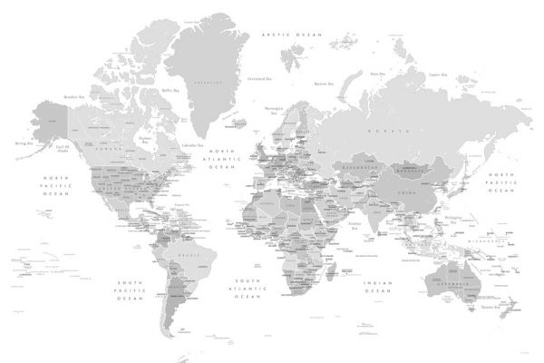 輸入壁紙 カスタム壁紙 PHOTOWALL / World Map with Capitals (e325673)