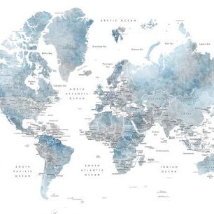 輸入壁紙 カスタム壁紙 PHOTOWALL / World Map with Capitals (e325675)