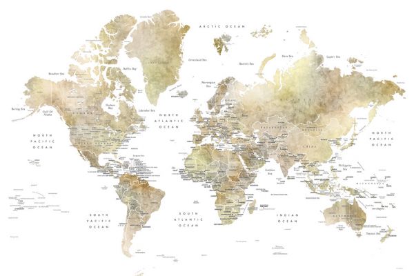 輸入壁紙 カスタム壁紙 PHOTOWALL / World Map with Capitals (e325676)