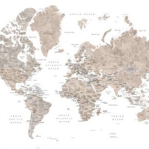 輸入壁紙 カスタム壁紙 PHOTOWALL / World Map with Capitals (e325678)