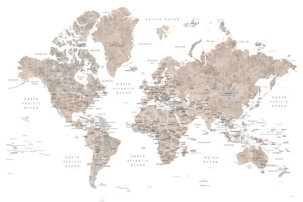 輸入壁紙 カスタム壁紙 PHOTOWALL / World Map with Capitals (e325678)