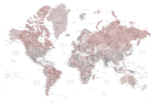 輸入壁紙 カスタム壁紙 PHOTOWALL / World Map with Cities (e325679)