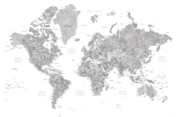 輸入壁紙 カスタム壁紙 PHOTOWALL / World Map with Cities (e325680)