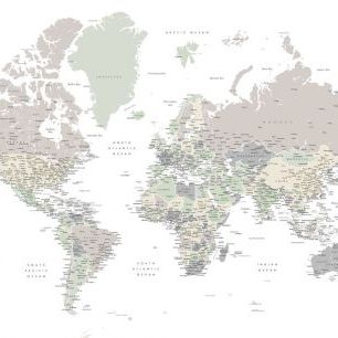 輸入壁紙 カスタム壁紙 PHOTOWALL / World Map with Cities (e325681)