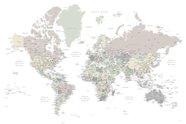 輸入壁紙 カスタム壁紙 PHOTOWALL / World Map with Cities (e325681)