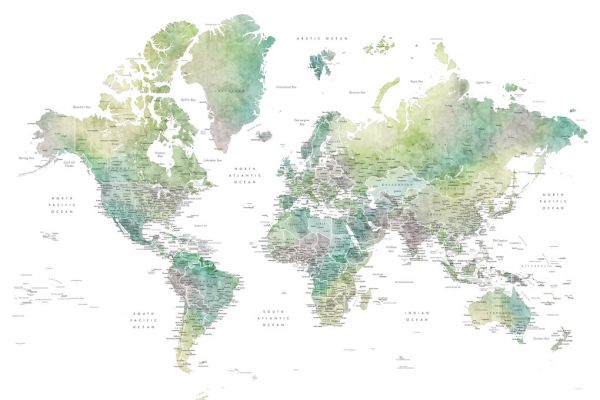 輸入壁紙 カスタム壁紙 PHOTOWALL / World Map with Cities (e325682)