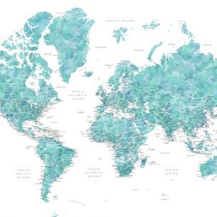 輸入壁紙 カスタム壁紙 PHOTOWALL / World Map with Cities (e325683)