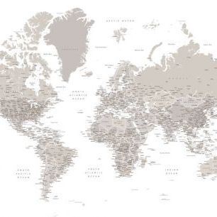 輸入壁紙 カスタム壁紙 PHOTOWALL / World Map with Cities (e325684)