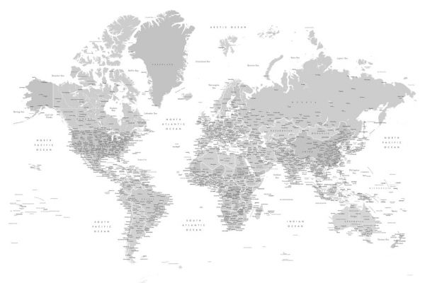 輸入壁紙 カスタム壁紙 PHOTOWALL / World Map with Cities (e325685)