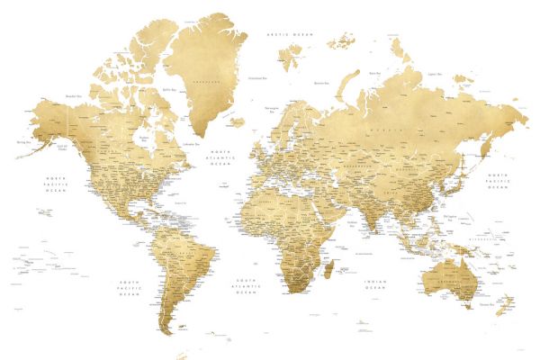 輸入壁紙 カスタム壁紙 PHOTOWALL / World Map with Cities (e325686)