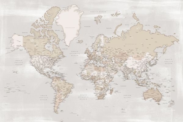 輸入壁紙 カスタム壁紙 PHOTOWALL / World Map with Cities (e325687)