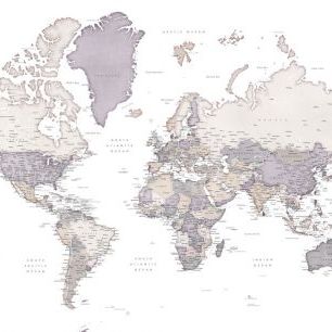 輸入壁紙 カスタム壁紙 PHOTOWALL / World Map with Cities (e325688)