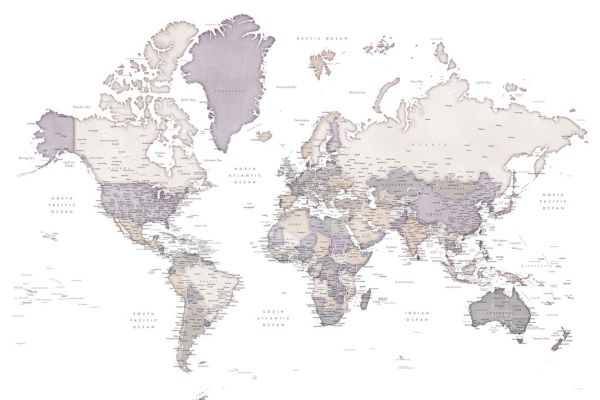 輸入壁紙 カスタム壁紙 PHOTOWALL / World Map with Cities (e325688)