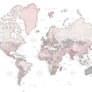 輸入壁紙 カスタム壁紙 PHOTOWALL / World Map with Cities (e325689)