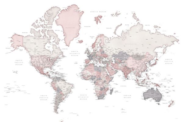 輸入壁紙 カスタム壁紙 PHOTOWALL / World Map with Cities (e325689)