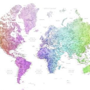 輸入壁紙 カスタム壁紙 PHOTOWALL / World Map with Cities (e325691)
