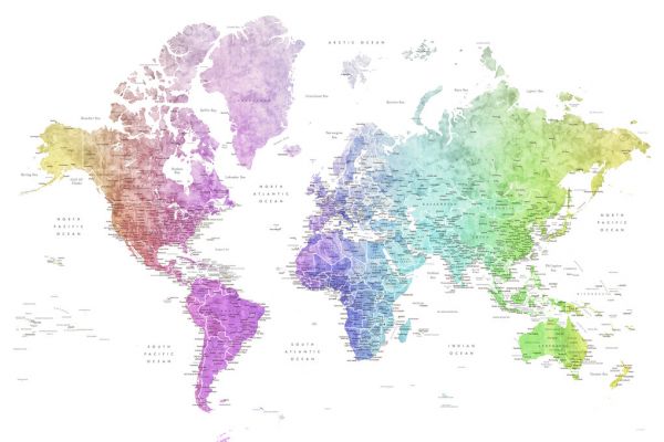 輸入壁紙 カスタム壁紙 PHOTOWALL / World Map with Cities (e325691)