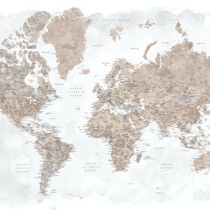 輸入壁紙 カスタム壁紙 PHOTOWALL / World Map with Cities (e325692)
